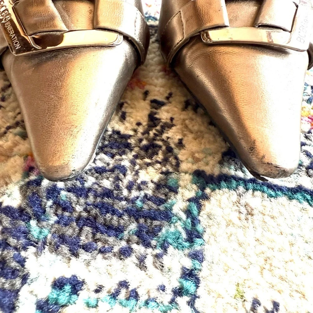BCBGeneration Metallic Pointed Toe Heels with Buckle Detail – Elegant Pumps